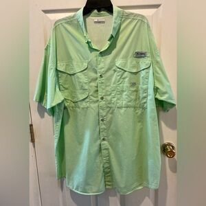 Columbia PFG Men Sportswear Green Outdoor Activity Fishing Shirt Lightweight XLT